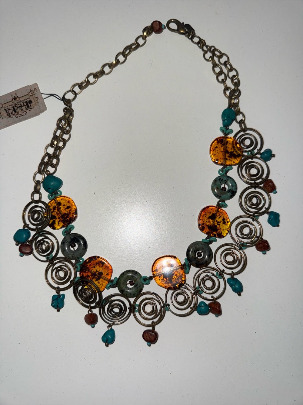 Gold-Tone Chain Handcrafted  2 Strand Necklace by Treska -NWT